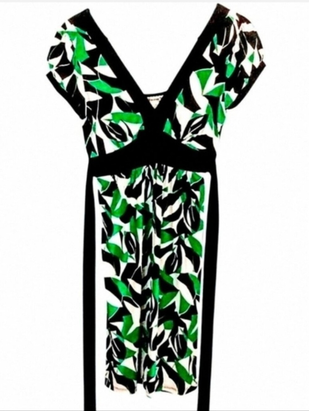 Vintage Forever Midi Surplice V Scoop Back Stretchy Short Sleeve Tie Back Mini L